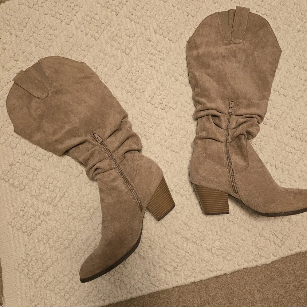Amazon Women's Over the Knee Boots - Taupe, 8.5 Wide
